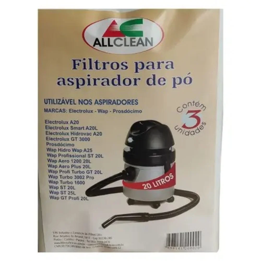 Filtro de Aspirador de Po Eletrolux A20 com 03 Unidades