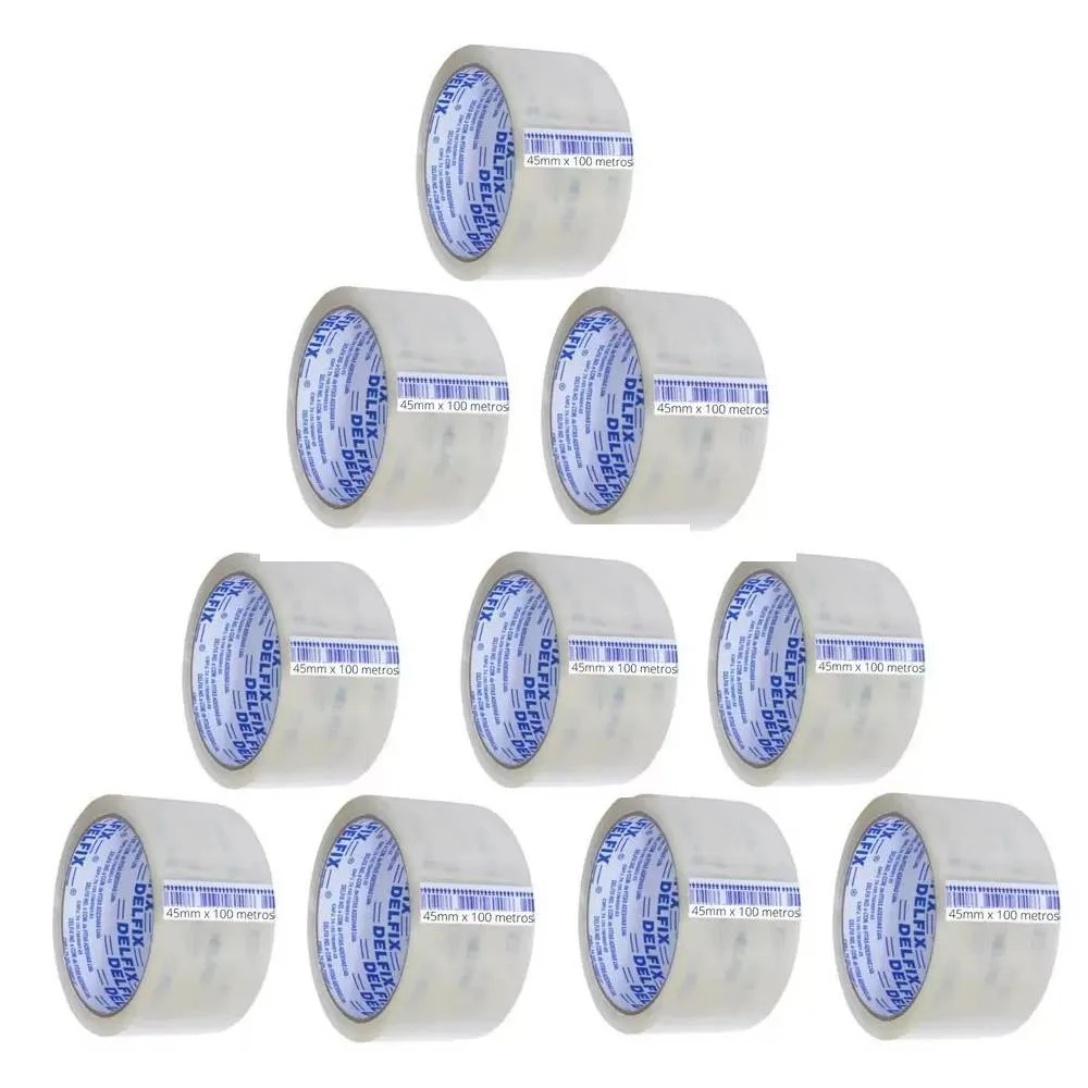 Fita Adesiva Cristal em Pvc 45Mmx45M Delfix 10 Unidades