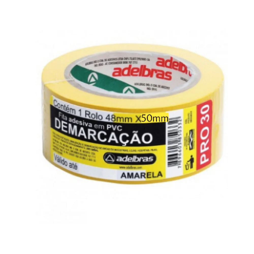 Fita Adesiva Demarcação de Piso 48X30 Amarela Adelbras