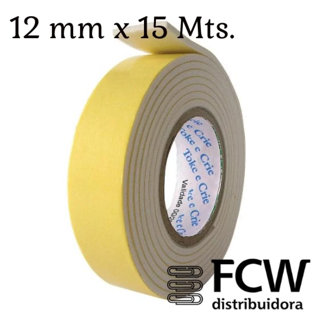 Fita Adesiva Dupla Face Artesanato 12Mm X 15 Metros Toke e Crie