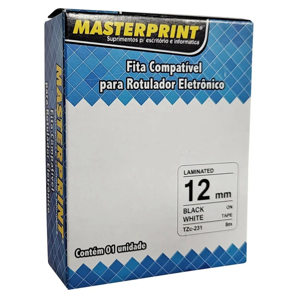 Fita Rotulador Eletr Brother 12 MM Pto/Bco Tzc 231 Masterprint