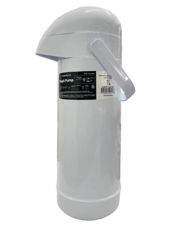 Garrafa Termica Branca Magic Pump 1.0 Litro Termolar Jato