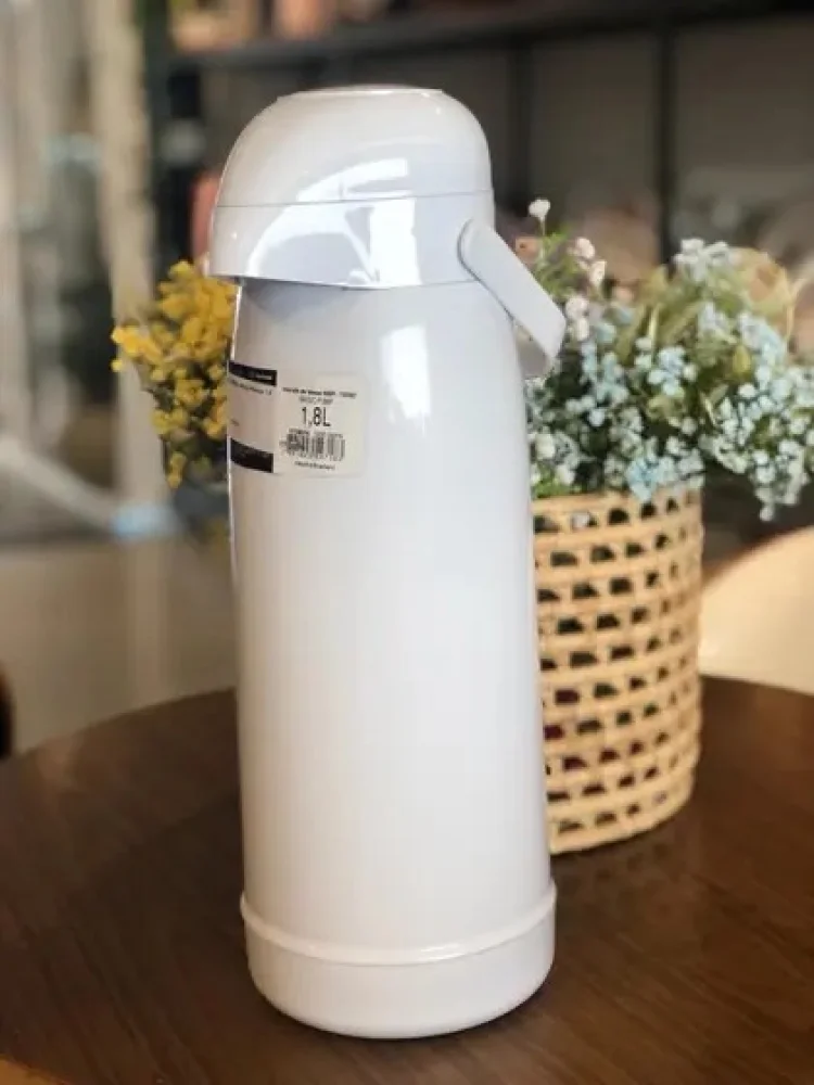 Garrafa Termica Branca Magic Pump 1.8 Litros Termolar Jato