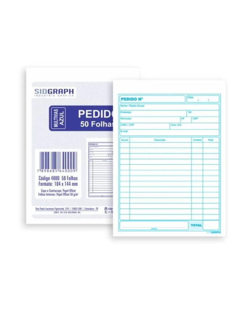 Guia Pedido 1/18 2 Vias 25X2 Jgs Sidgraph