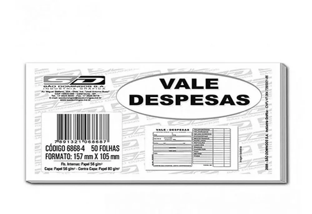Guia Vale Despesas C/ 50 Folhas Sao Domingos