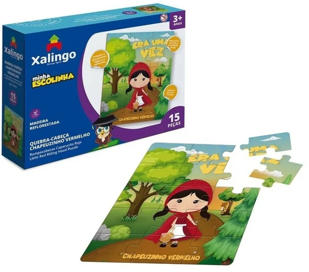 Jogo Quebra Cabeca 15 Pecas Chapeuzinho Vermelho