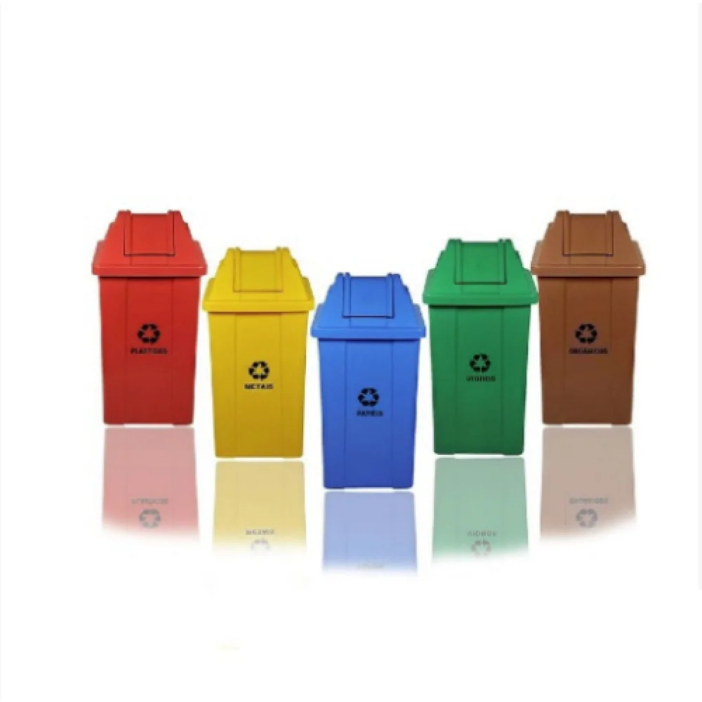 Kit Cesto de Lixo 50 Litros Selet. 05 Unid. Basc. Vm/Az/Vd/Mr/Am.