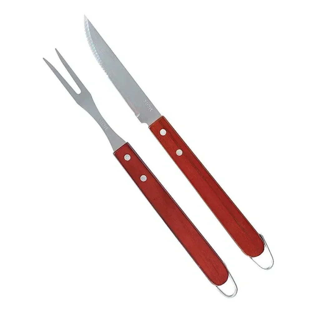 Kit Churrasco 02 Pecas Garfo e Faca com Cabo Alongado