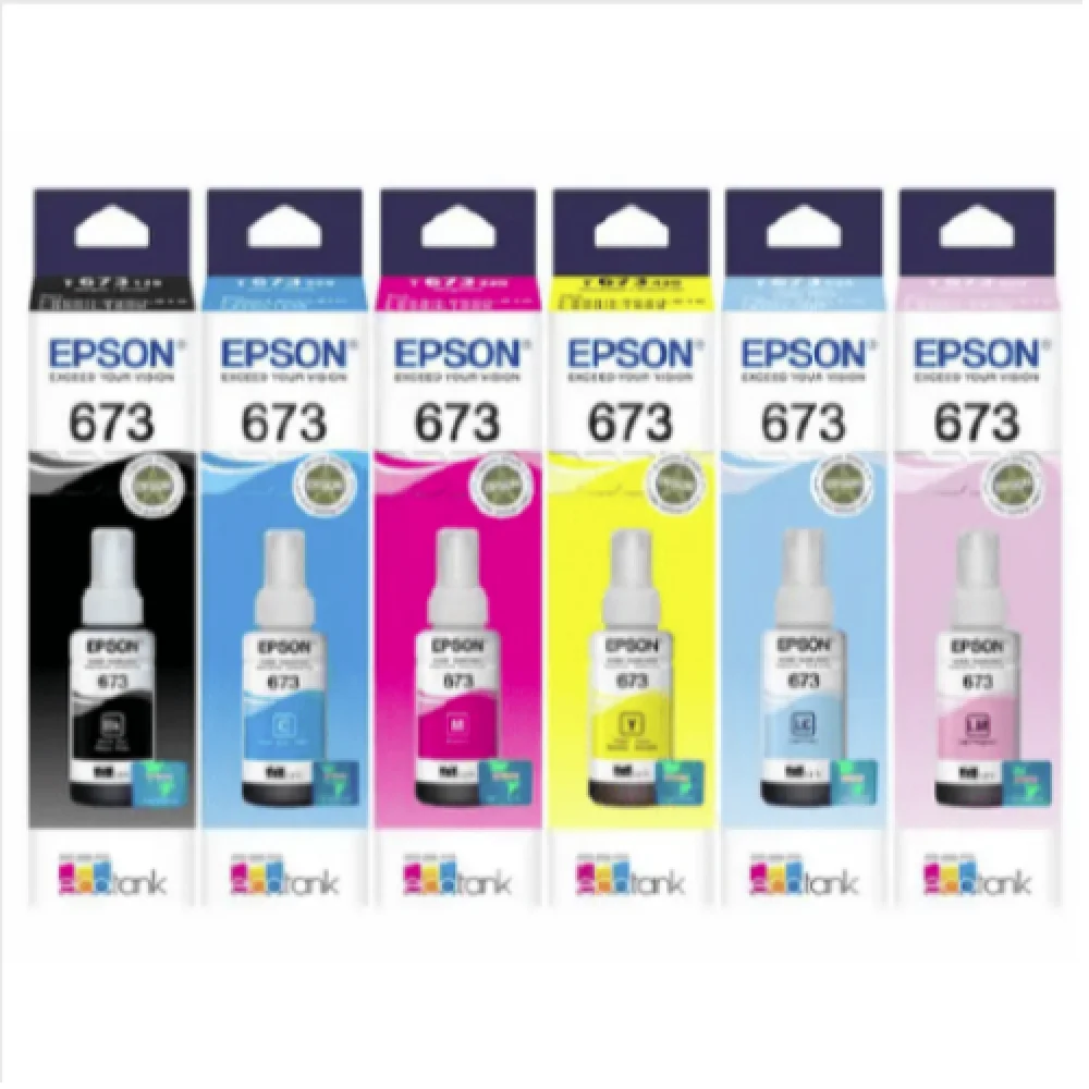 Kit Epson T673 Ecotank B/C/M/Y/Cc/Mc com 06 Refil 70Ml