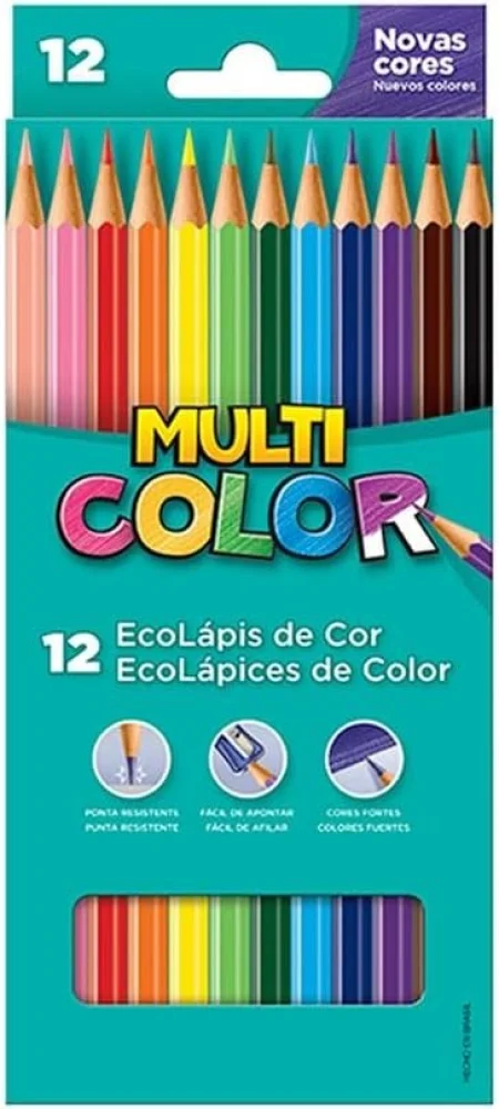 Lapis de Cor 12 Cores Longo Multicolor