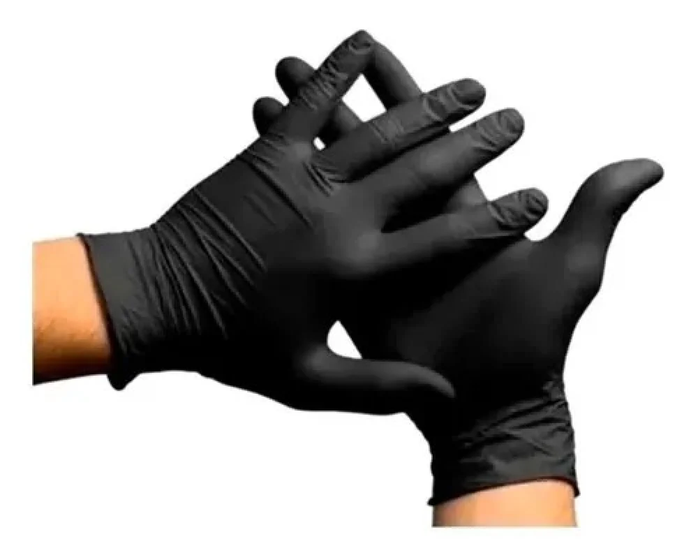 Luva Nitrilica Premium Preta Media Bompack sem Po Cx. C/ 100 Unid