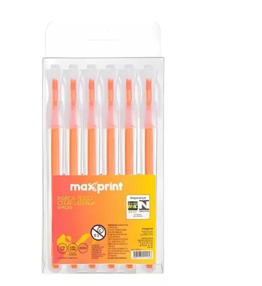 Marca Texto Laranja Cx. C/ 12 Unidades Maxprint