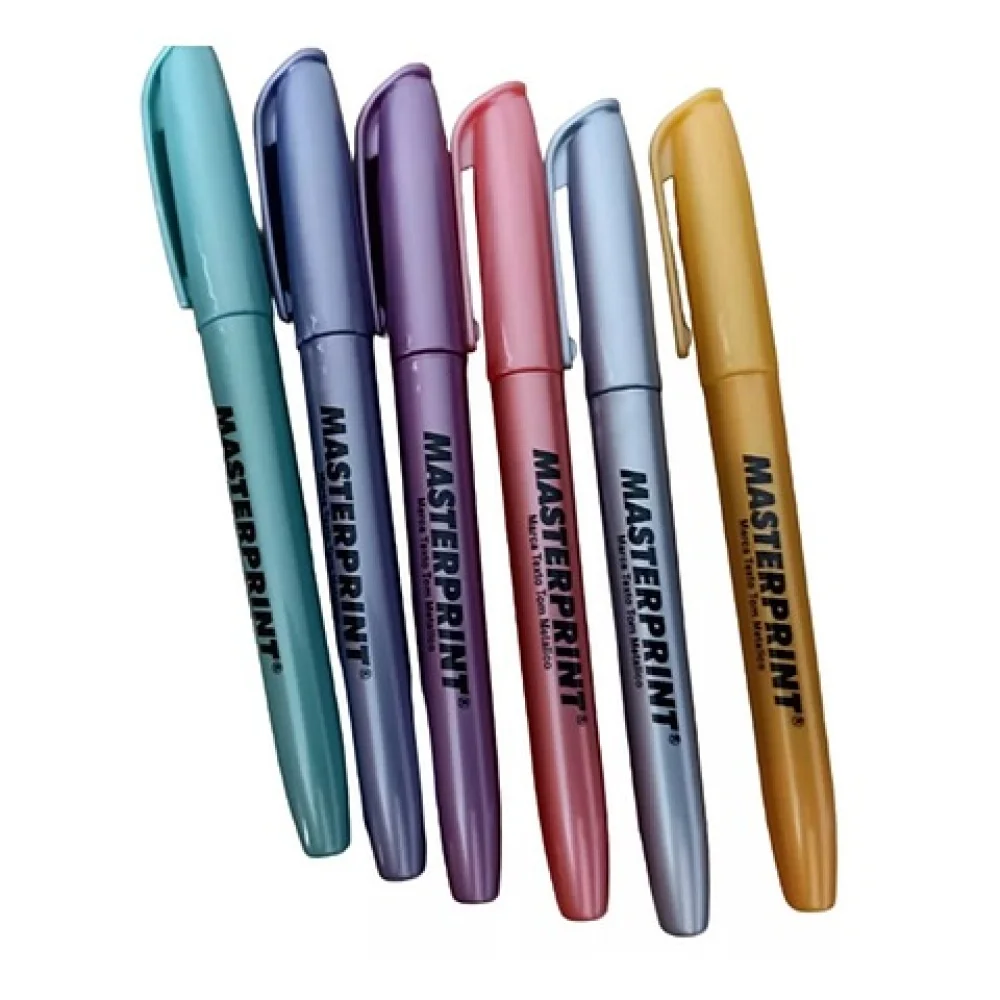 Marca Texto Metalica/Glitter com 06 Cores Masterprint