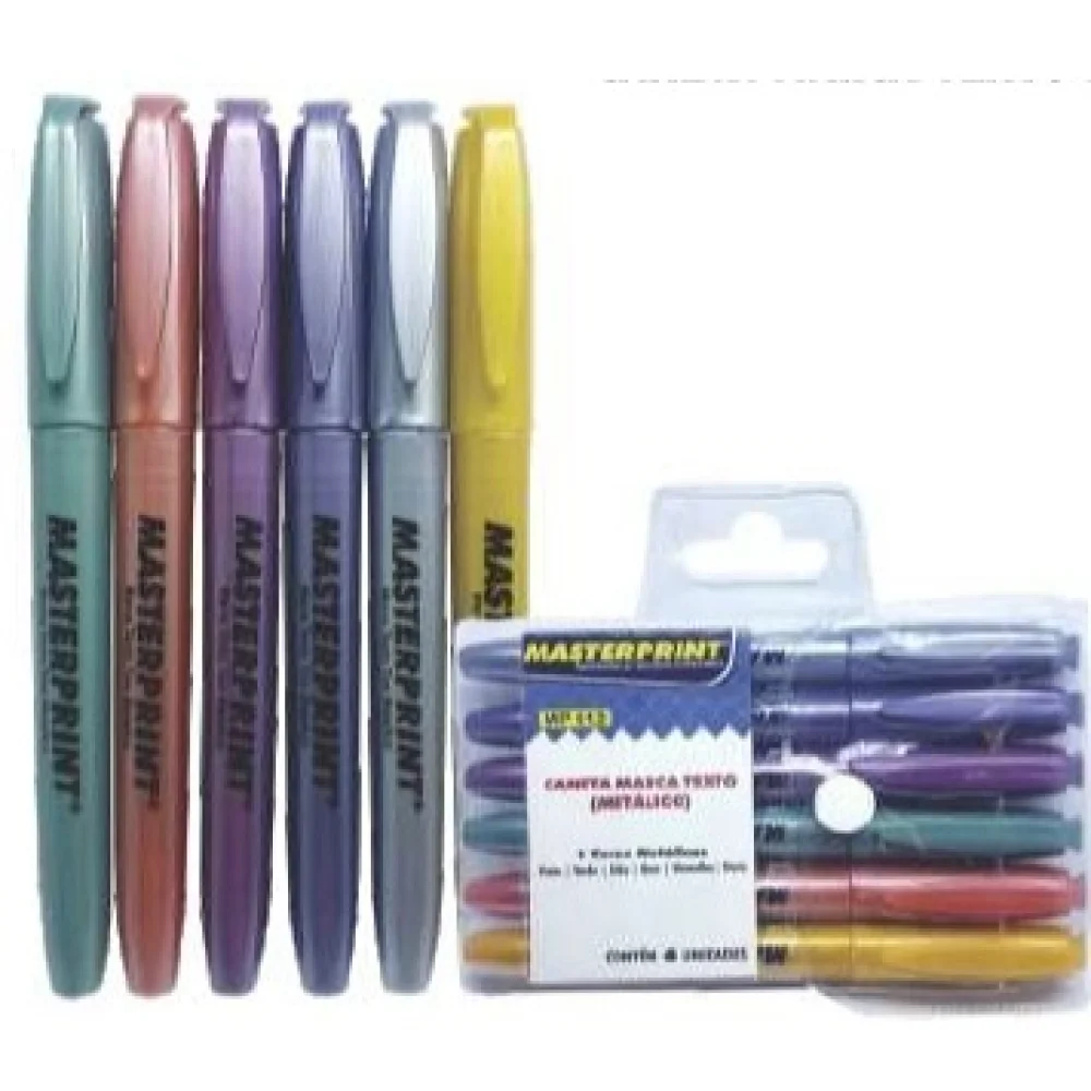 Marca Texto Metalica/Glitter com 06 Cores Masterprint