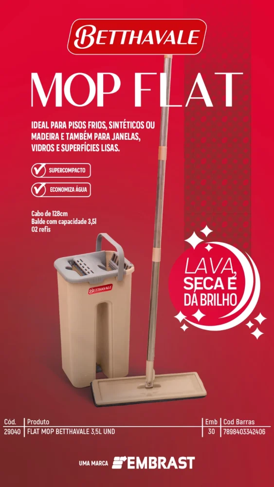 Mop Flat Cabo Articulavel Bompack Tipo Rodo com Cabo