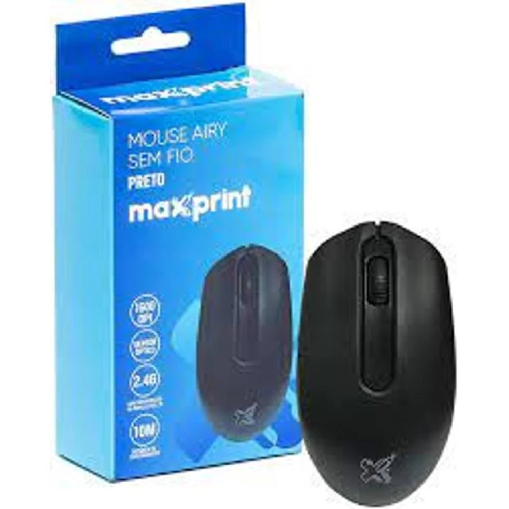 Mouse Optico Usb sem Fio Airy Preto Cod. 60000139 Maxpr