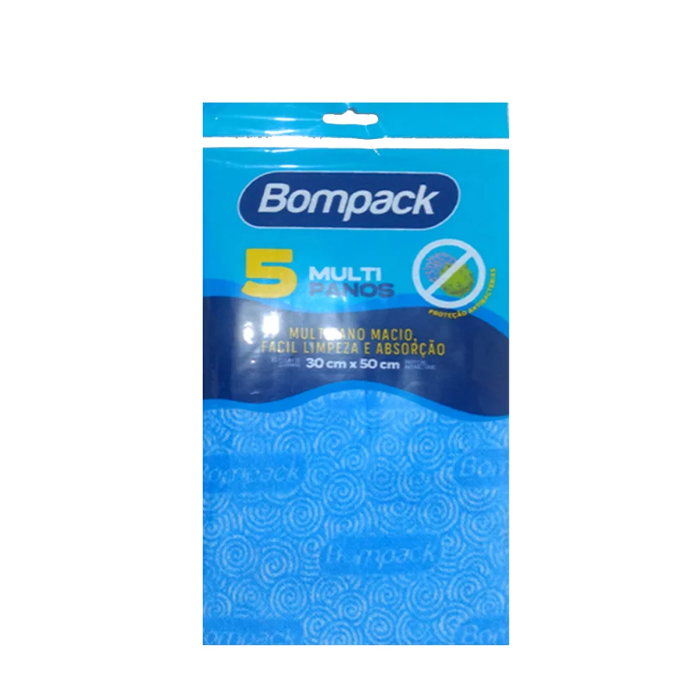 Pano Multiuso Bompack C/ 5 Panos 30Cm X 50Cm Azul