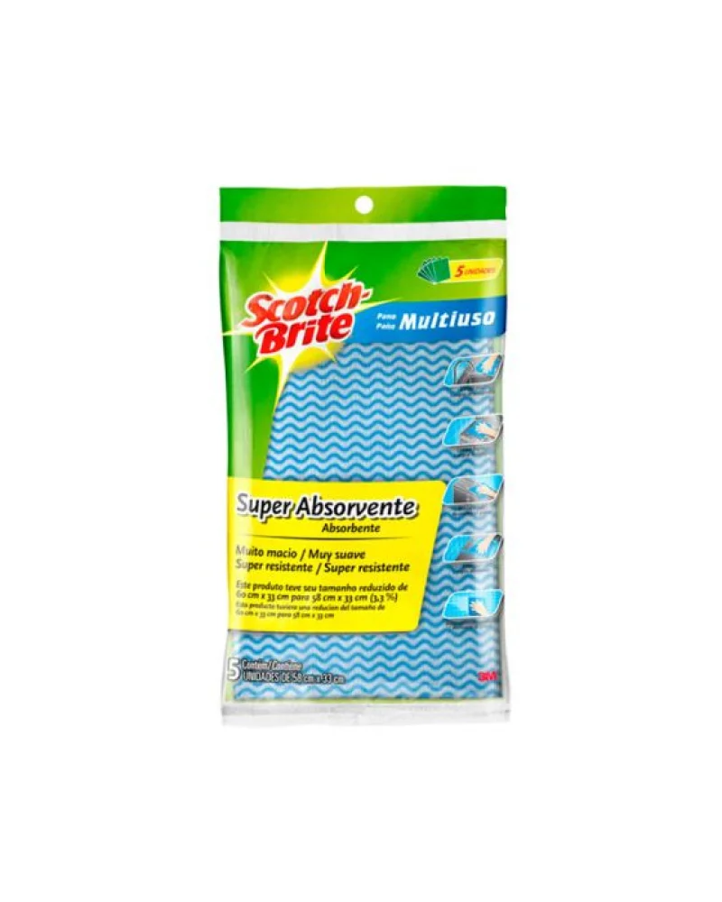 Pano Multiuso Perfex C/ 5 Scotch Brite 3M