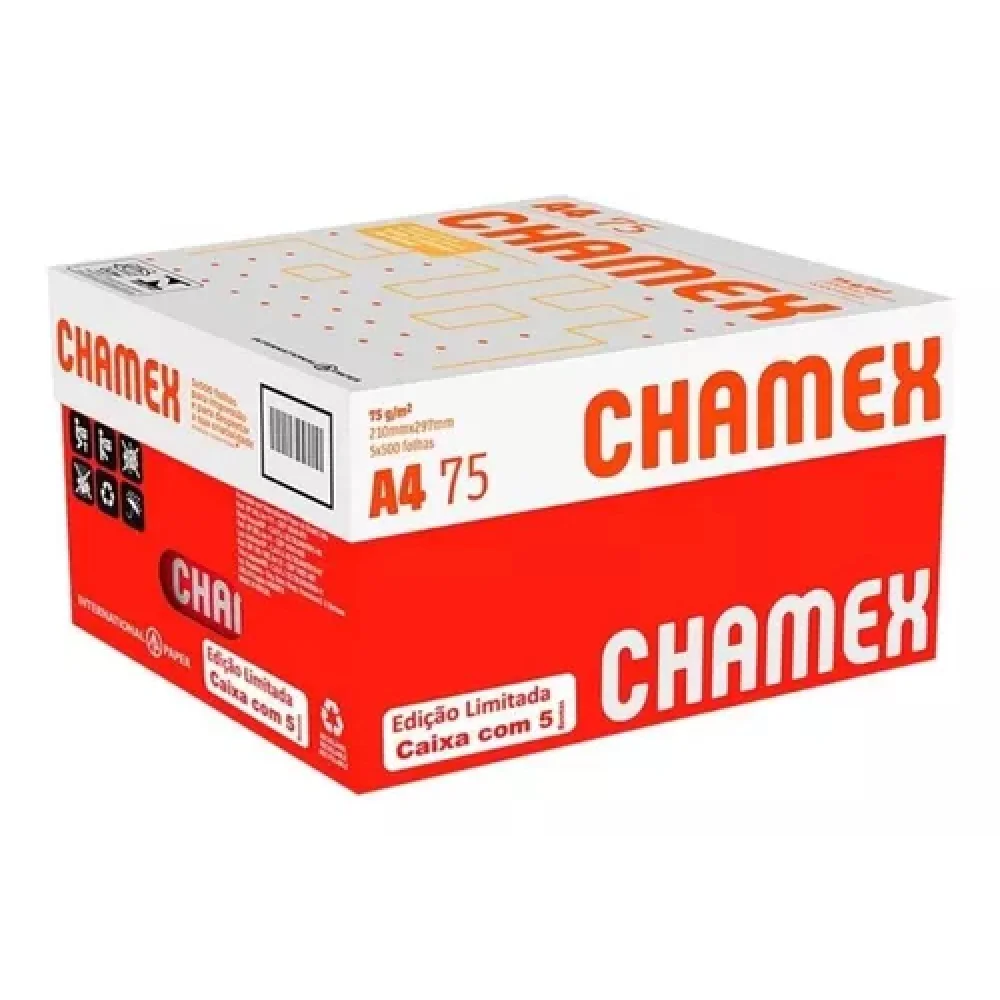 Papel Sulfite A4 75G Chamex Branco Caixa C/ 5000 Fls