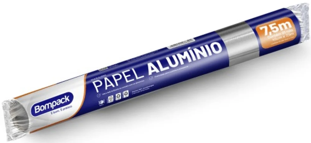 Papel Aluminio 45Cmx7,5M Bompack