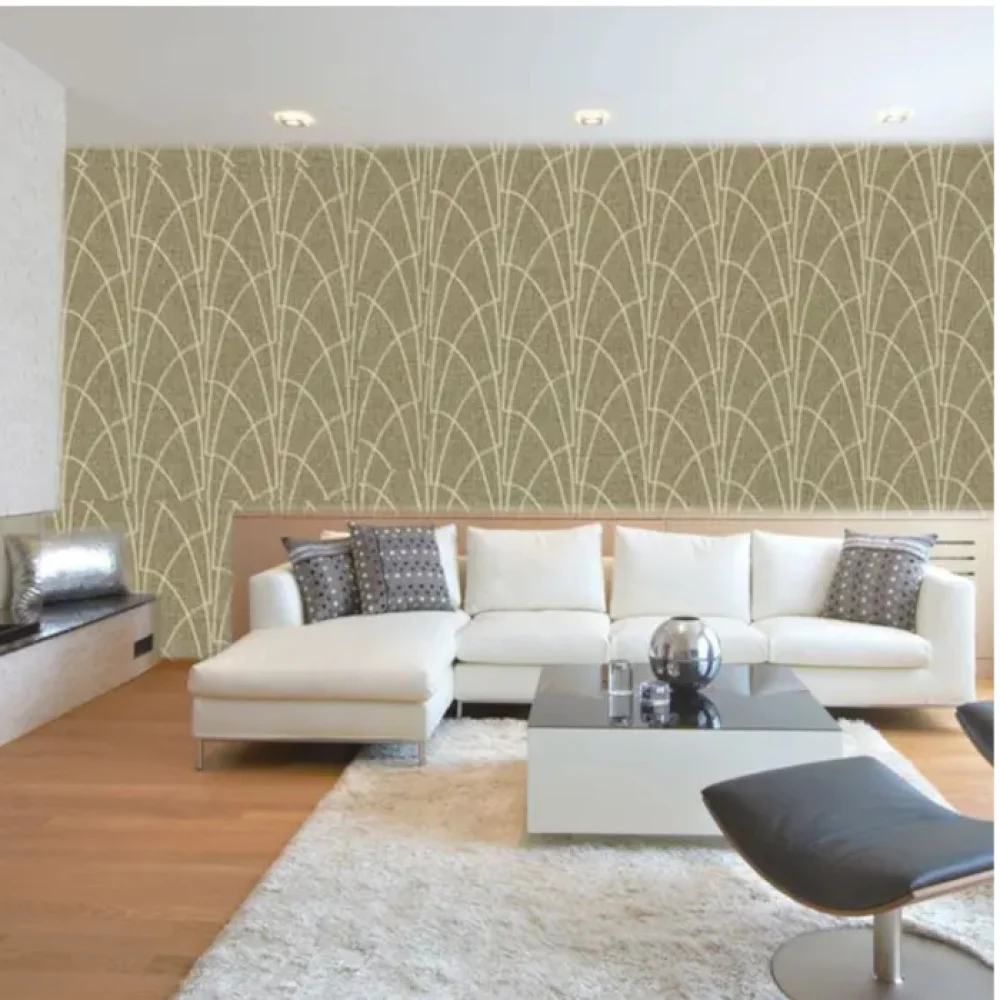 Papel de Parede Adesivo Efeitos Linhas Cor Bege 45Cm X 5M