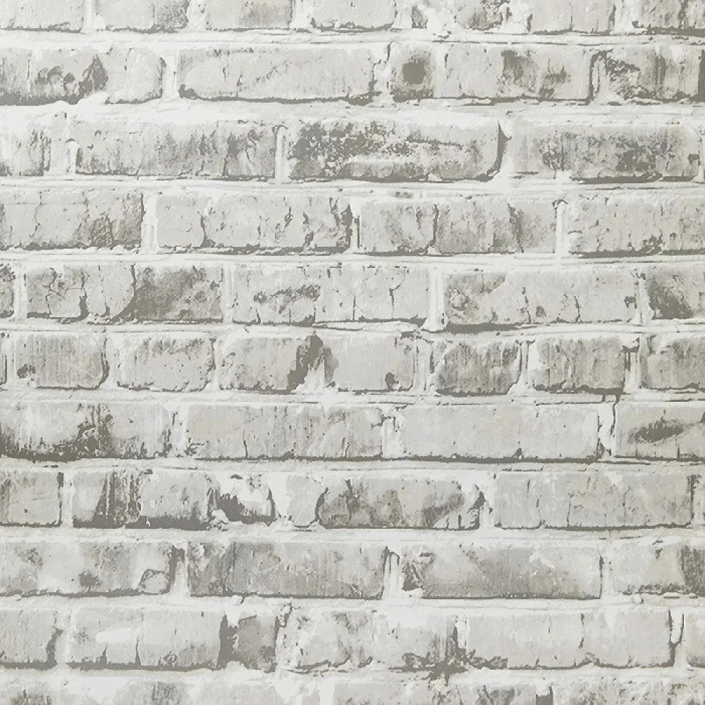 Papel de Parede Adesivo Autocolante Tijolo Cinza 45Cm X 10M 3Unidades