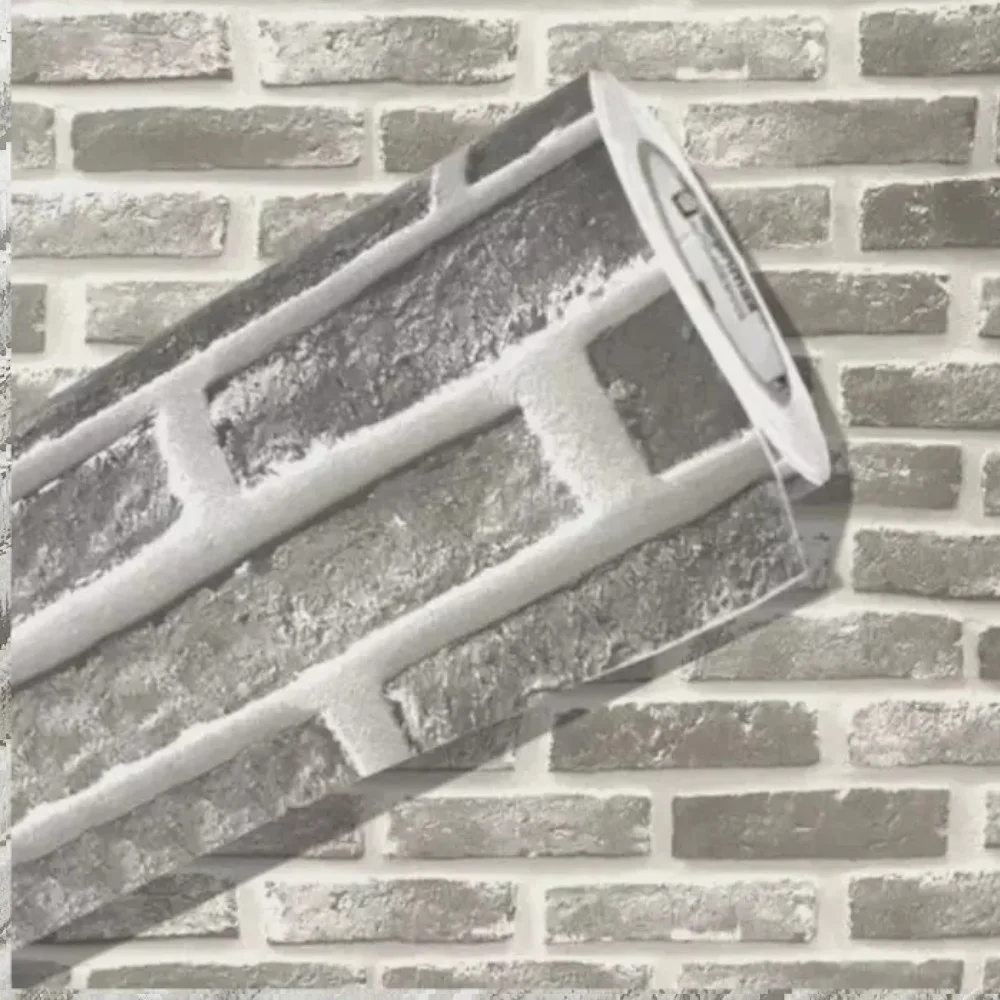 Papel de Parede Adesivo Autocolante Tijolo Cinza 45Cm X 10M 3Unidades