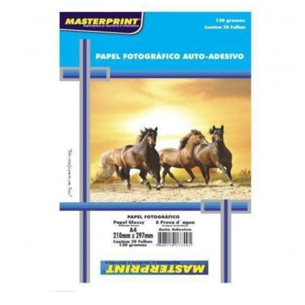 Papel Fotográfico Glossy Adesivo 130 Gr. C/ 20 Fls. Masterprint