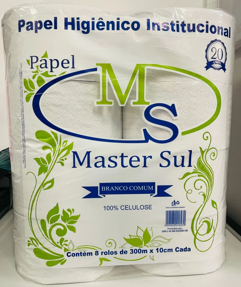 Papel Higienico Branco Comum Master Rolao C/08X300X10Cm