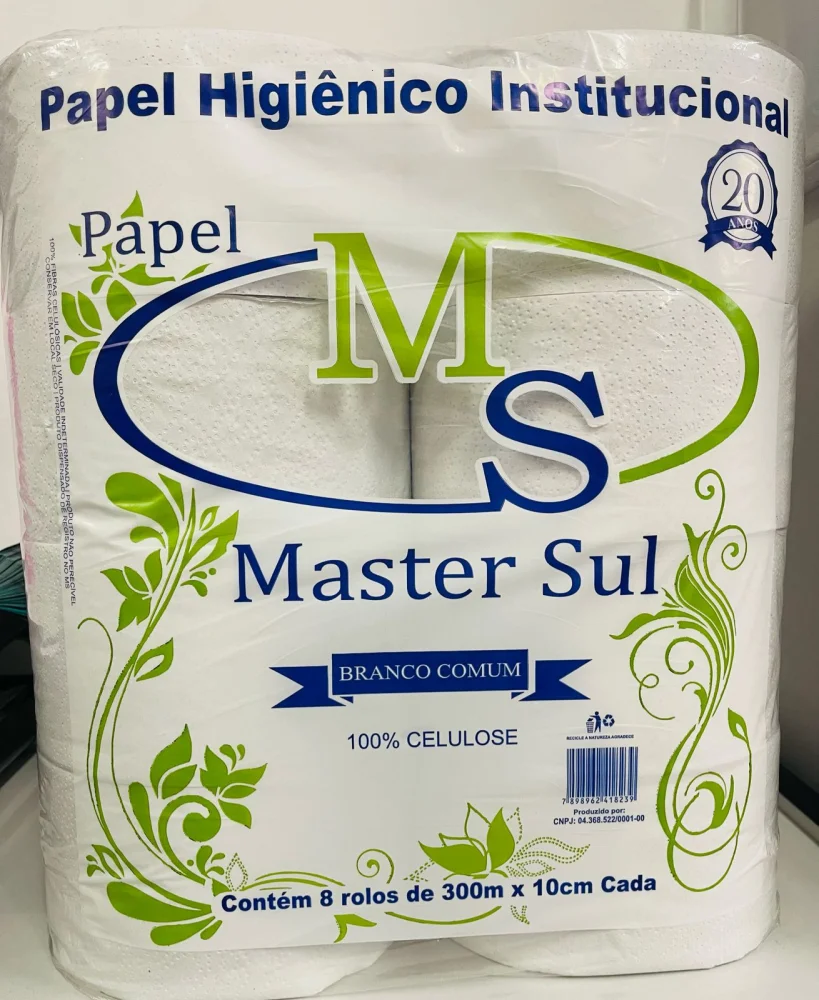 Papel Higienico Branco Comum Master Rolao C/08X300X10Cm