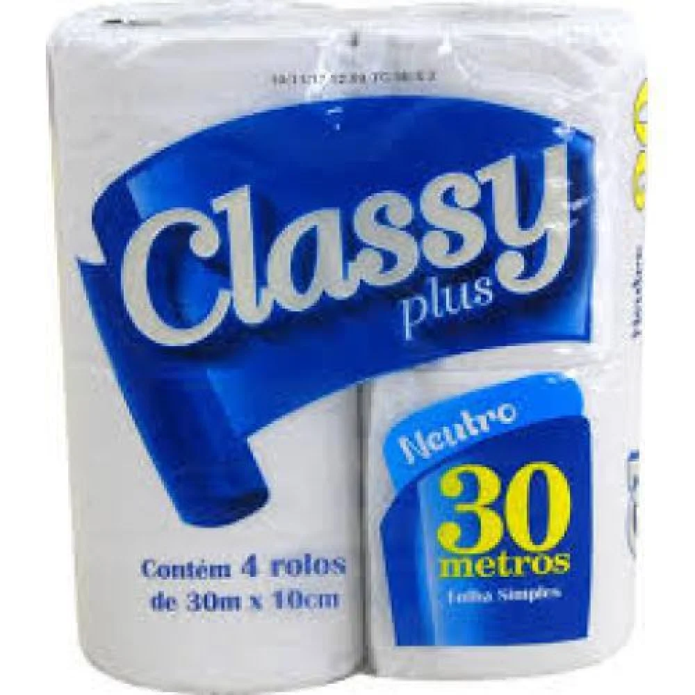 Papel Higiênico Classy Plus 30 Mts. Folha Simples C/ 04 Rolos