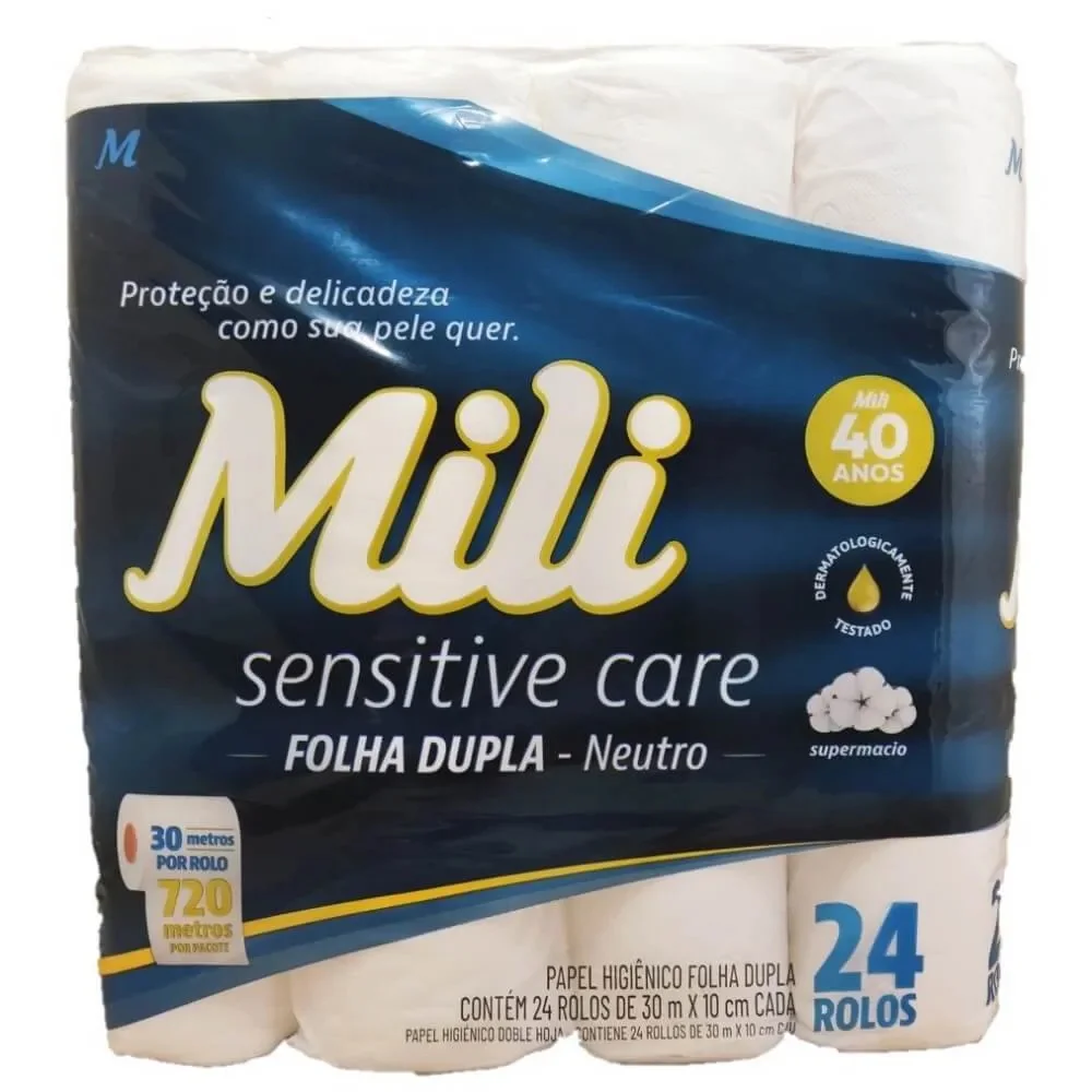 Papel Higienico Mili 30Mts Folha Dupla C/ 24 Rolos