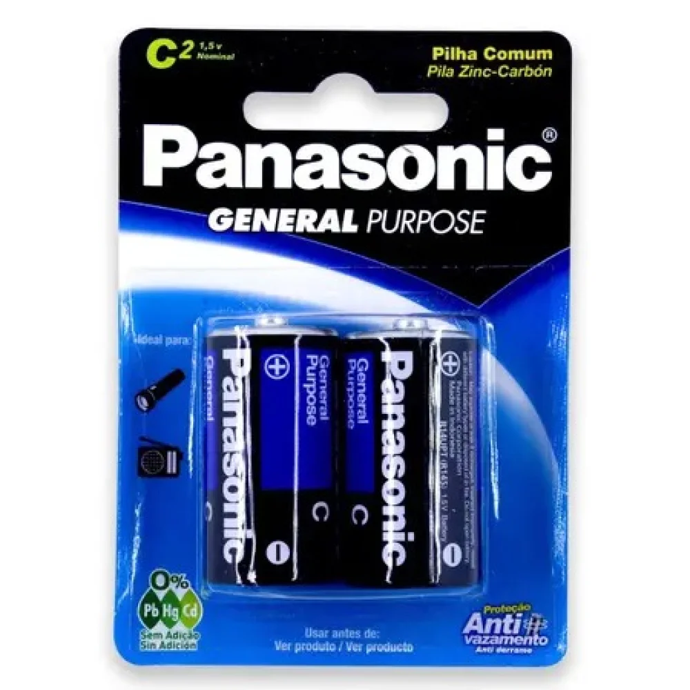 Pilha Media Lr14 Comum Zinco Panasonic C/ 2 Unid
