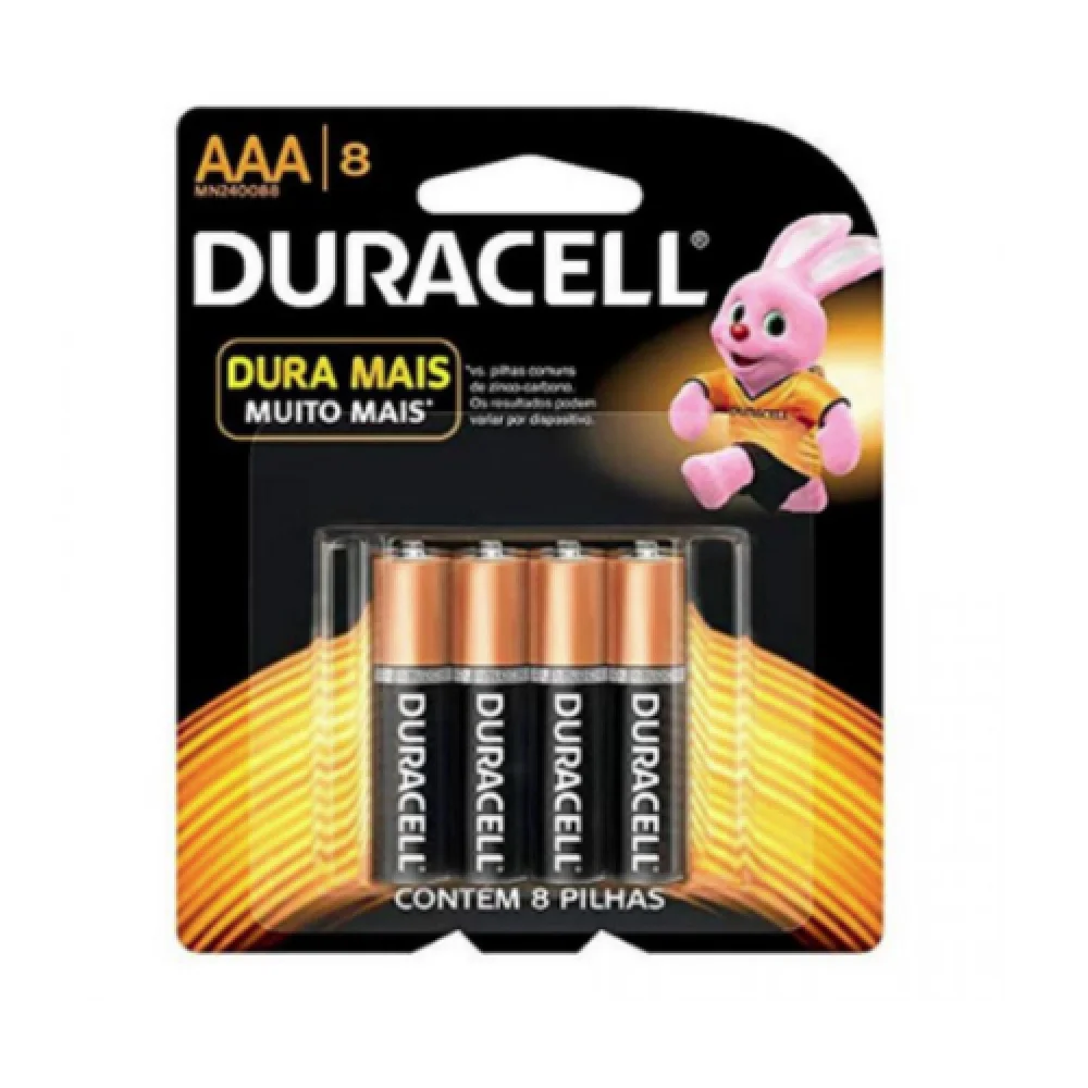 Pilha Palito Aaa Alcalina C/08 Unid. Duracell
