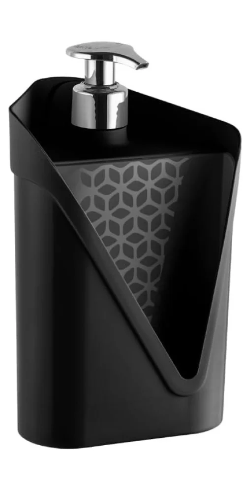 Porta Sabonete Preto com Pump Prata