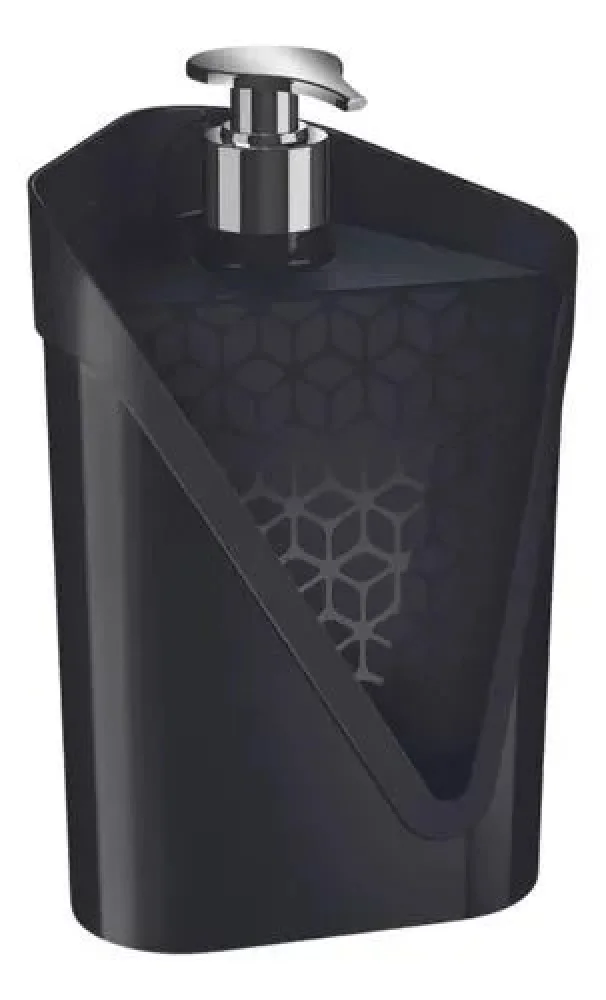 Porta Sabonete Preto com Pump Prata