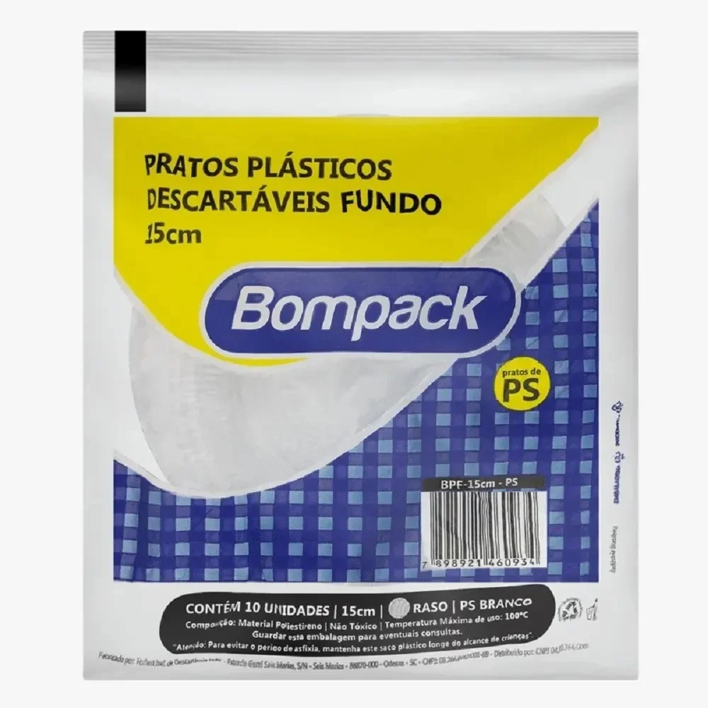 Prato Descartavel Plastico 15 CM Ps com 10 Unidades