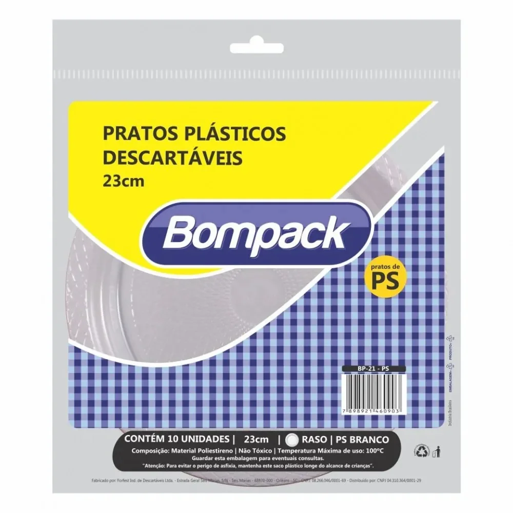 Prato Descartavel Plastico 23 CM Ps com 10 Unidades