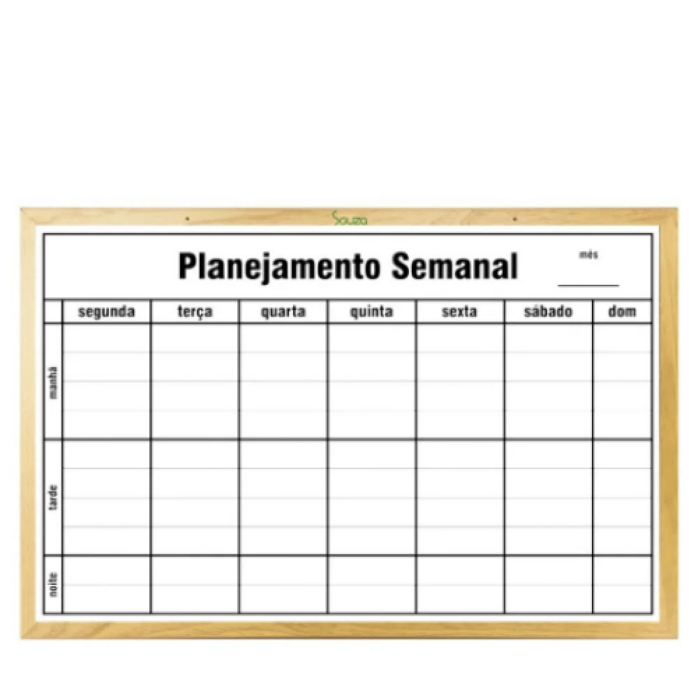 Quadro Branco Madeira 60X90 Semanal Standard