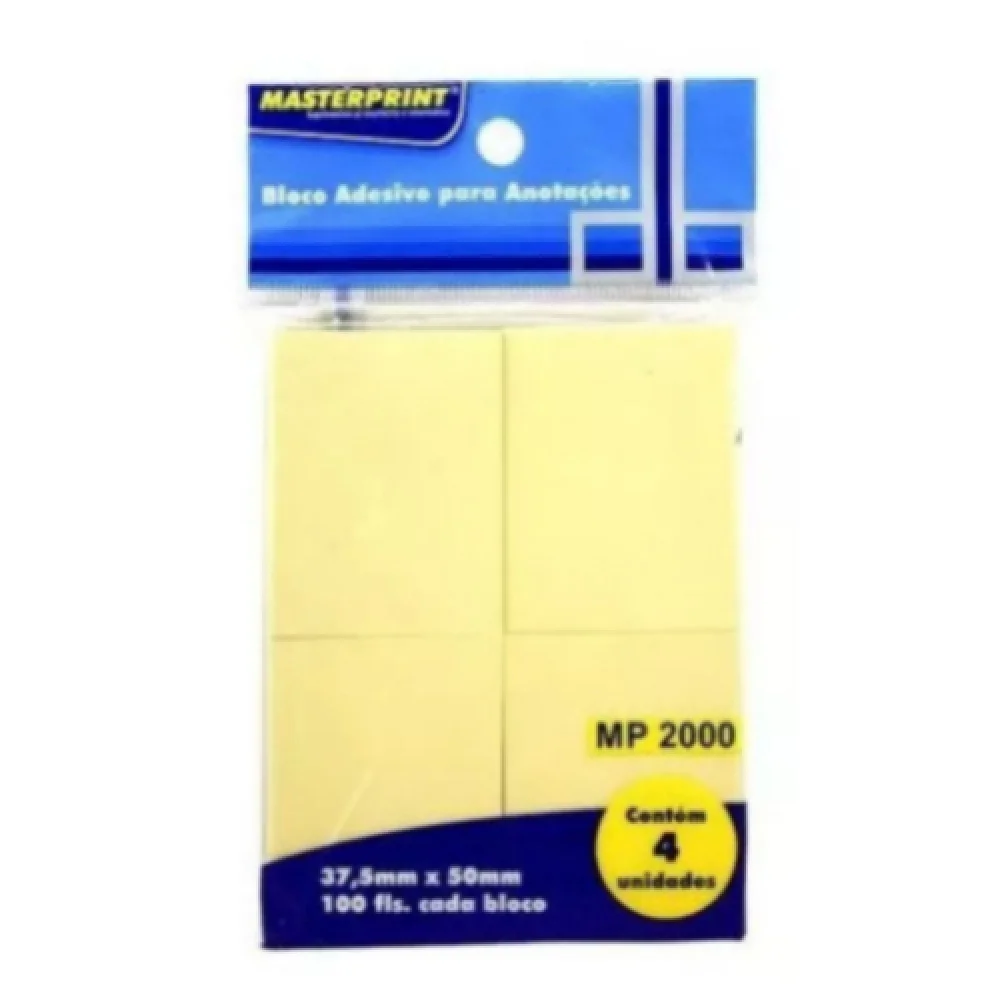 Recado Auto Adesivo 37,5X50 Amarelo C/4X100 Fls. Masterprint