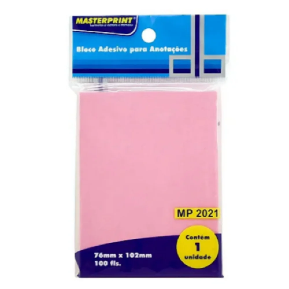 Recado Auto Adesivo 76X102 100 Fls. Rosa Masterprint