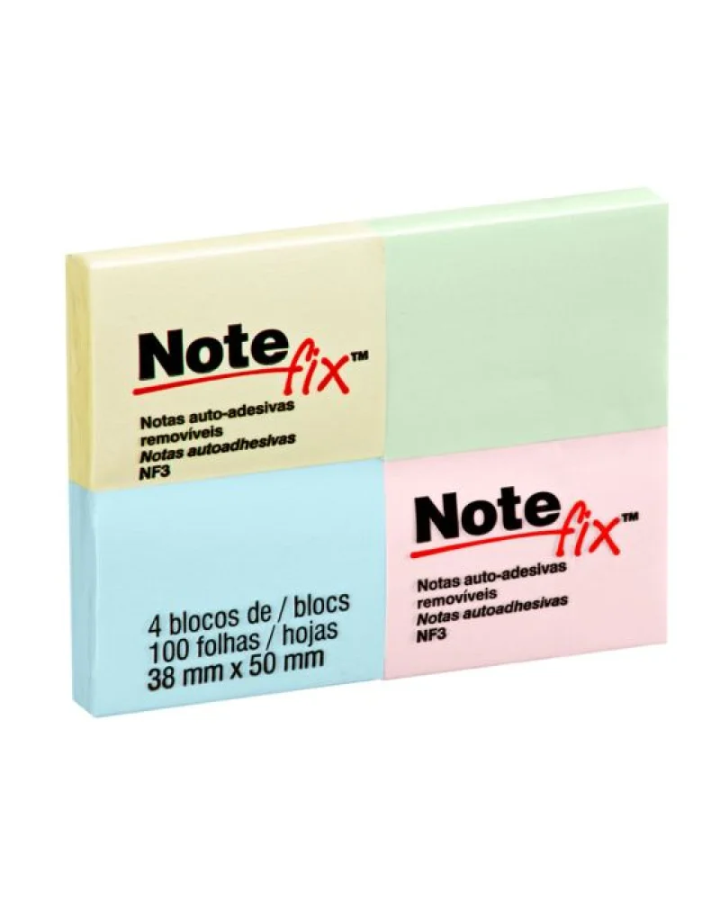 Recado Notefix 38X51 Colorido C/ 04 Bl. 100 Fls. 3M