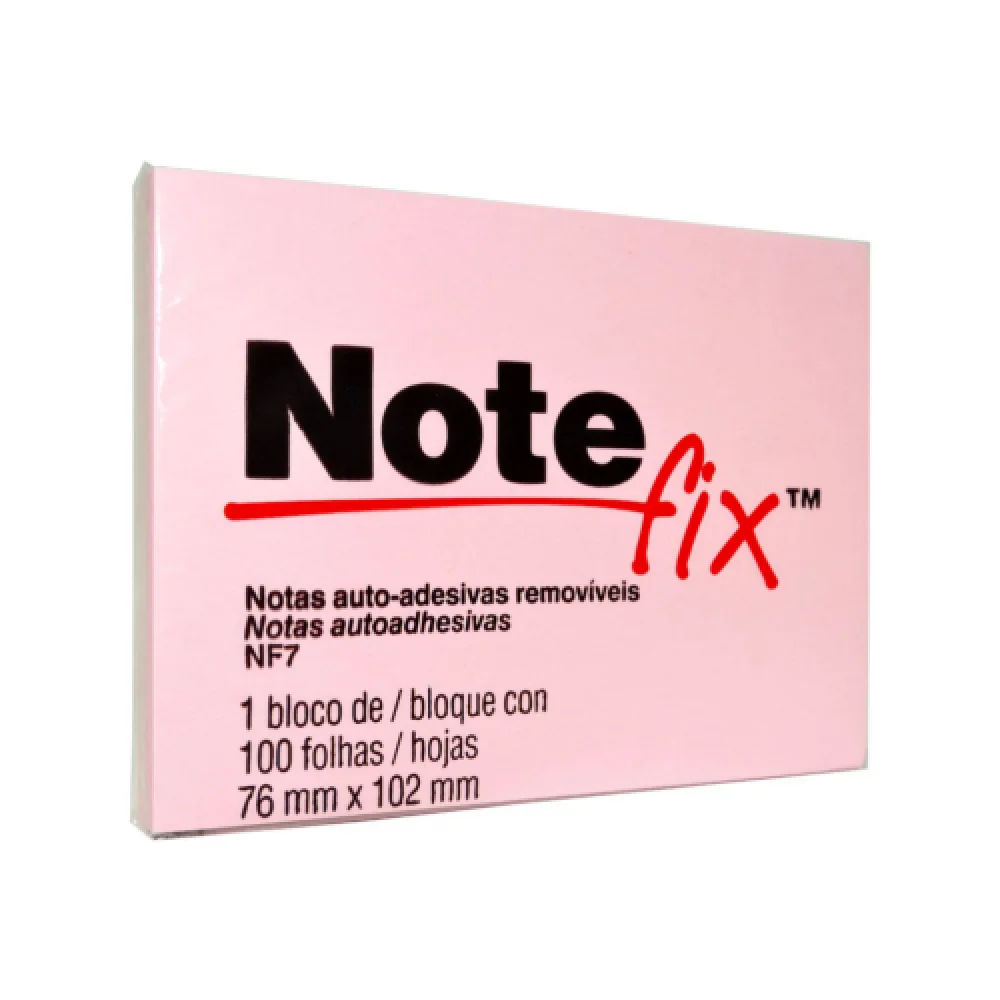 Recado Notefix 76 X 102 Rosa 100 Folhas 3M.