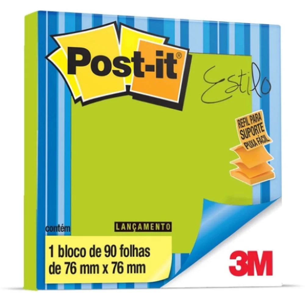 Recado Post It Pop Up Refil Verde 76 X 76 90 Folhas 3M.