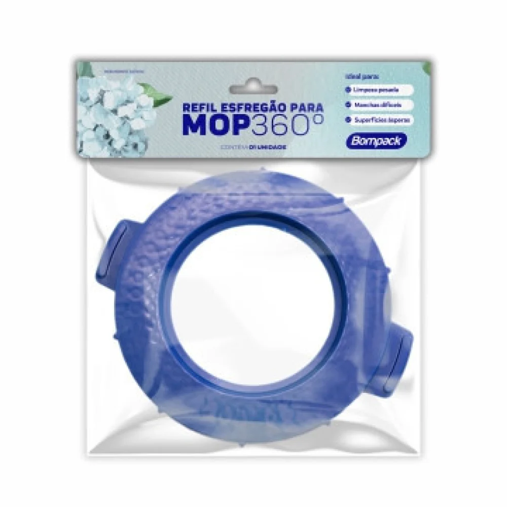 Refil Esfregao Mop Limpeza Cerdas Bompack Azul