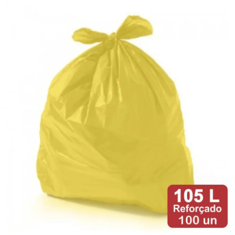 Saco de Lixo 105 Litros Amarelo Resistente (Cento) Fcw