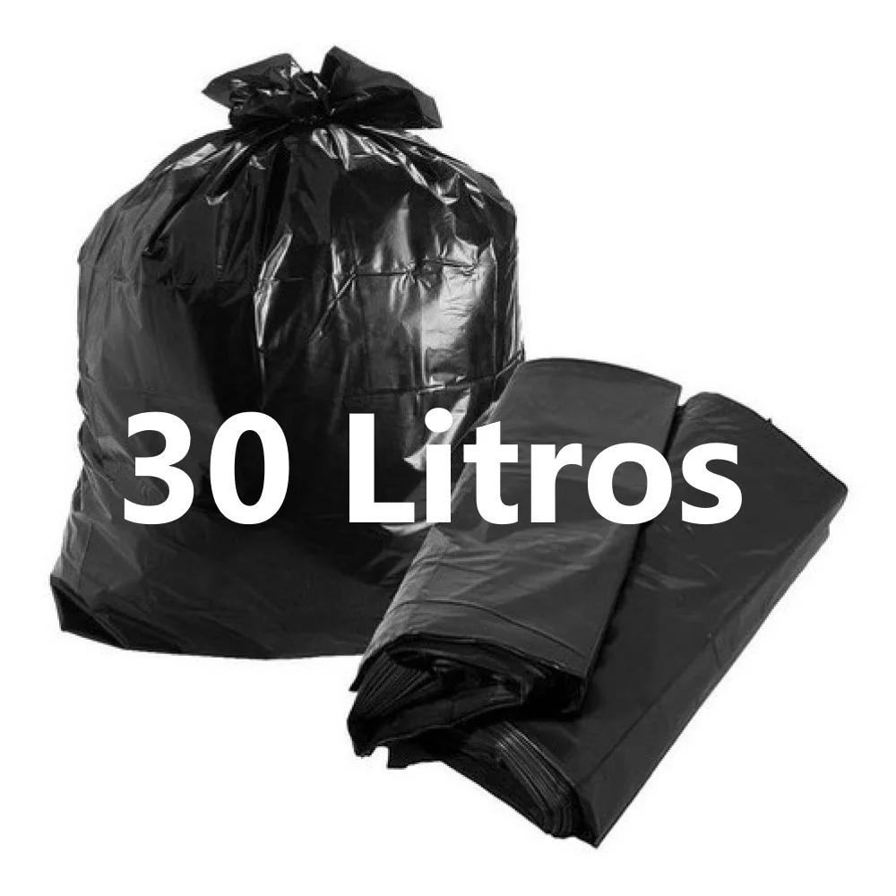 Saco de Lixo 30 Litros 59X62X 06 Micras Preto 10 Unid.