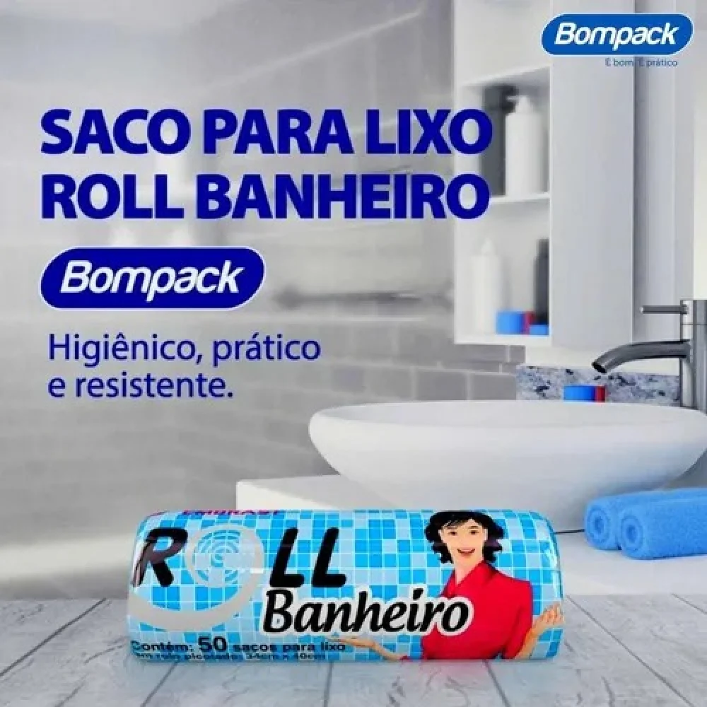 Saco de Lixo Bag Branco Banheiro 34X40 com 50 Unidades