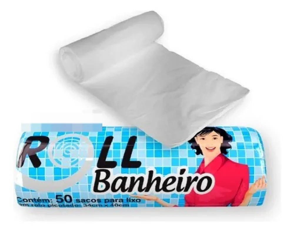 Saco de Lixo Bag Branco Banheiro 34X40 com 50 Unidades