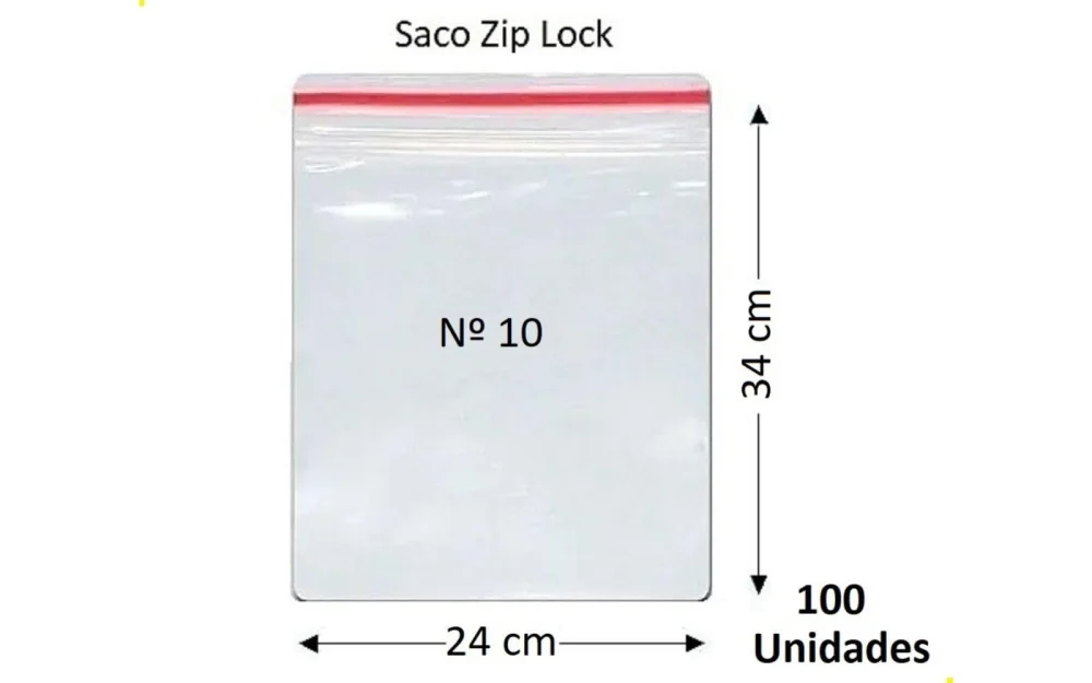 Saco Plastico Zip Nr 10 24Cm X 34Cm C/100